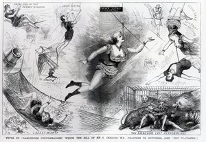 E.ジェンキンス議員の法案が抑圧を提案している「危険なパフォーマンス」のタイプ、1880年3月12日の「ペニーイラストレイテッドペーパー」のイラスト
